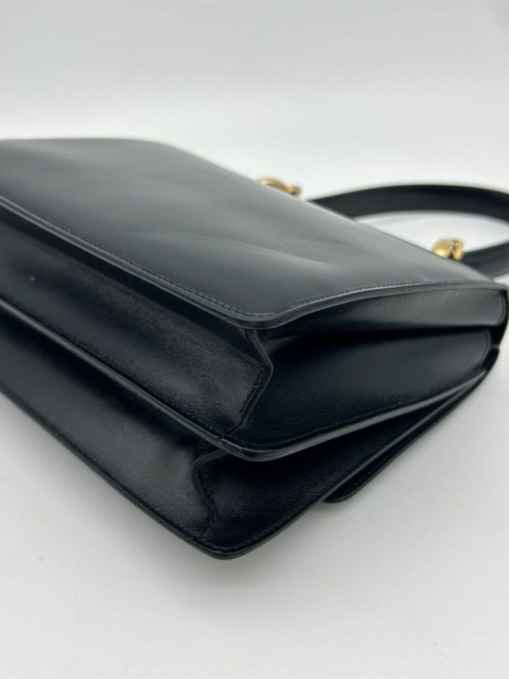 Celine Vintage Double Flap Handbag Small Leather Black - Picture 9 of 13